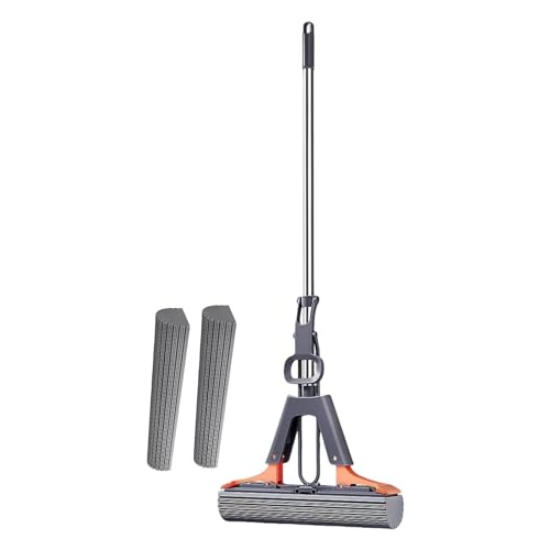 Schwammmopp, Bodenreinigungsschwammmopp mit Teleskopstiel, selbstquetschender Schwammmopp, wasserabsorbierender Mopp mit 2 Schwammköpfen für Wohnzimmer, Balkon Schwammmopp, Bodenreinigungsschwammmopp mit Teleskopstiel, selbstquetschender Schwammmopp, wasserabsorbierender Mopp mit 2 Schwammköpfen für Wohnzimmer, Balkon von Senermter