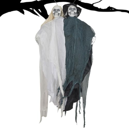 Senermter Halloween Dekoration | Gruselige -Accessoires Mit Gesichtsausdrücken | Brautpaar Skelett Vintage Deko Für Fenster Haus Garten Wand Terrasse Camping Außenbereich von Senermter