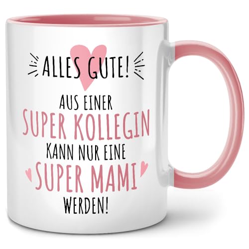 Seness Aus einer super Kollegin kann nur eine super Mama werden, Für werdende Beste Mami, Geschenk Tasse Abschied, Mutterschutz Abschiedsgeschenk Kollegen, Schwangerschaft verkünden, schwanger von Seness