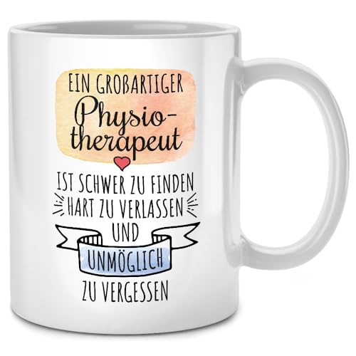 SENESS Ein großartiger Physiotherapeut ist schwer zu finden, Tasse mit Spruch lustig, Physiotherapie Geschenke, Physiotherapeuten Abschiedsgeschenk Kollegen, Abschied Kollegin Kaffeetasse Team Arbeit von Seness