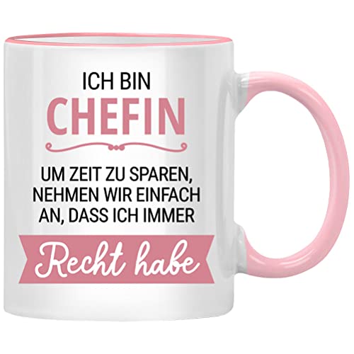 Ich bin Chefin habe Recht Tasse mit Spruch für beste Chefin Geschenk, Danke Geschenke lustig, Abschied Bester Chef Boss Geburtstag Büro tolle Kollegin von Seness