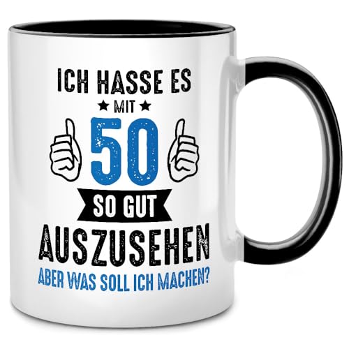 Seness Ich hasse es mit 50 so gut auszusehen Tasse, Witzige Geschenke zum 50 Geburtstag Mann, Geschenk, Geschenkideen für Männer Kollege Geburtstagsgeschenk, Kaffeebecher, Kaffeetasse, Teetasse von Seness