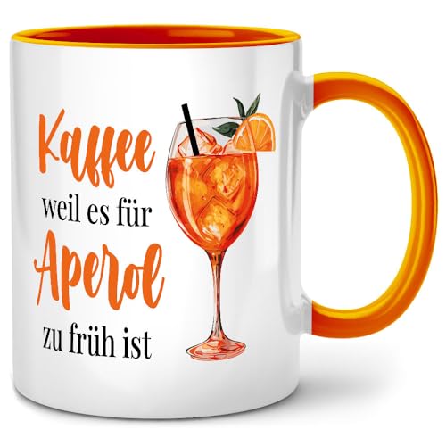 SENESS Kaffee weil es für Aperol zu früh ist Tasse mit Spruch lustig, Kaffeetasse Witzige Alkohol Geschenke für Frauen, Aperol Geschenk Kollegin, Holy Aperoli, Abschiedsgeschenk Kollegen, Freundin von Seness