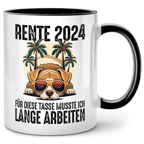 Seness Rente 2024 Für diese Tasse musste ich lange arbeiten, Tasse mit Spruch Hund Ruhestand Geschenk für Anfänger, Rentner Geschenk Mann Frau Rente Geschenke, Renteneintritt Kaffeebecher Kaffeetasse von Seness