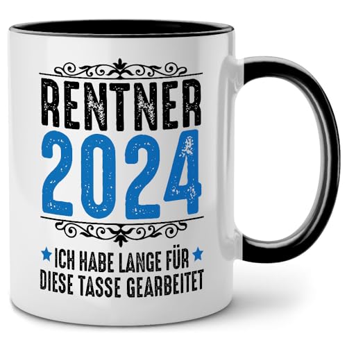 Seness Rentner 2024 Ich habe lange für diese Tasse gearbeitet, Rente Tasse mit Spruch lustig, Ruhestand Geschenk für Anfänger Mann, Renteneintritt, Abschiedsgeschenk Kollegen, Abschied Kaffeetasse von Seness