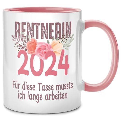 SENESS Rentnerin 2024 Für diese Tasse musste ich lange arbeiten, Tasse mit Spruch Blumen, Rentner Ruhestand Geschenk für Anfänger Frau, Kollegin Renteneintritt Rente, Abschiedsgeschenk Kollegen von Seness