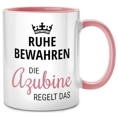 Seness Ruhe bewahren die Azubine regelt das, Azubi Tasse mit Spruch, Abschied Kollegin Geschenk, bester Chef Chefin, Ausbildung bestanden, Abschiedsgeschenk Kollegen, Bestandene Prüfung, Kaffeetasse von Seness