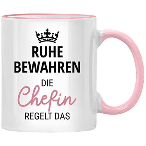 Ruhe bewahren die Chefin regelt das Tasse, Beste Chefin Geschenke, Lieblingskollegin, Kollegin Abschied Spruch, Abschiedsgeschenk Kollegen Jobwechsel von Seness