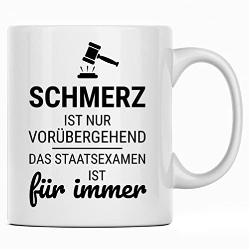 Schmerz ist nur vorübergehend Staatsexamen Tasse, Juristen Juristin Geschenk für Anwalt witzig Anwältin Examen, Jura Student Geschenke Jurist Richter von Seness