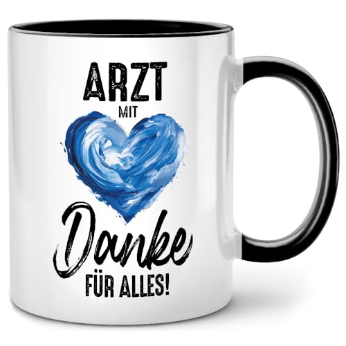 Seness Arzt mit Herz Danke für Alles, Arzt Geschenk für Arzt als Dankeschön, Tasse mit Spruch, Doktor Geschenke für Ärzte, Ärztin Arztpraxis Praxiseröffnung (Schwarz) von Seness