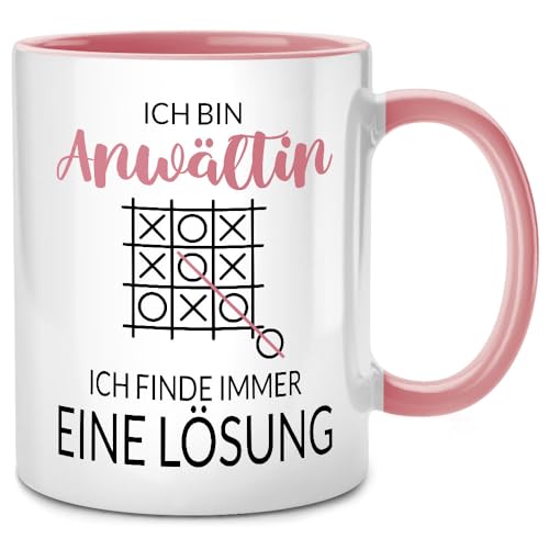 Seness Ich bin Anwältin finde Lösung, Juristin Tasse mit Spruch, Anwalt Geschenk, Jura Studium, lustige Juristen Geschenke für Anwälte, Jurist Jurastudenten (Pink) von Seness