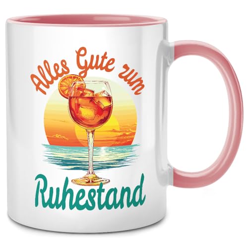 Seness Rente 2024 Alles Gute zum Ruhestand, Aperol Tasse mit Spruch, lustiges Rentner Geschenk für Mann Frau, Rentnerin Geschenkideen, Abschiedsgeschenk Kollegen Renteneintritt Einsteiger (Pink) von Seness