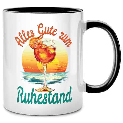 Seness Rente 2024 Alles Gute zum Ruhestand, Aperol Tasse mit Spruch, lustiges Rentner Geschenk für Mann Frau, Rentnerin Geschenkideen, Abschiedsgeschenk Kollegen Renteneintritt Einsteiger (Schwarz) von Seness