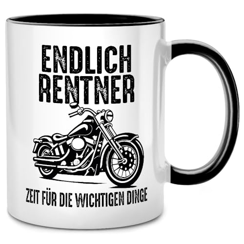 Seness Rente 2025 Endlich Rentner Zeit für die wichtigen Dinge, Tasse mit Spruch Motorrad, Ruhestand Geschenk für Mann Frau, Rentner Geschenkideen, Abschiedsgeschenk Kollegen Renteneintritt (Schwarz) Seness Rente 2025 Endlich Rentner Zeit für die wichtigen Dinge, Tasse mit Spruch Motorrad, Ruhestand Geschenk für Mann Frau, Rentner Geschenkideen, Abschiedsgeschenk Kollegen Renteneintritt (Schwarz) von Seness