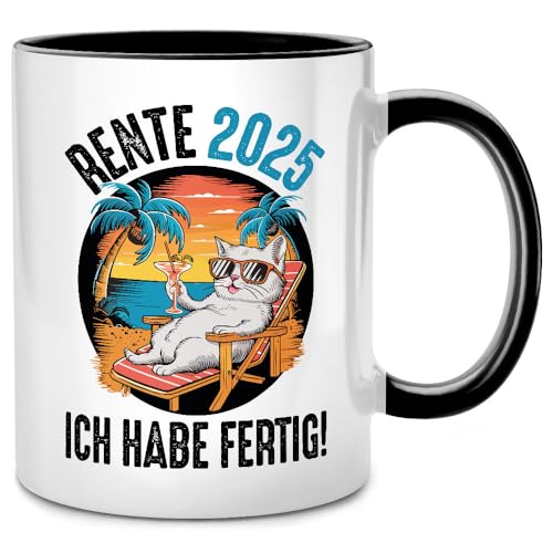 Seness Rente 2025 Ich habe fertig lustige Tasse mit Spruch, Ruhestand Geschenk für Mann Frau, Rentner Rentnerin Geschenkideen, Abschiedsgeschenk Kollegen, Pension Renteneintritt Oma Opa (Katze) von Seness