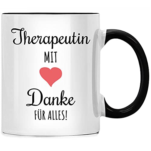 SENESS Therapeutin mit Herz Danke für Alles Tasse, Therapeut Geschenk, Psychologe Psychiater Geschenke, Physiotherapie Physiotherapeut Physio, Ergotherapeut, beste Kaffeebecher Kaffeetasse lustig von Seness