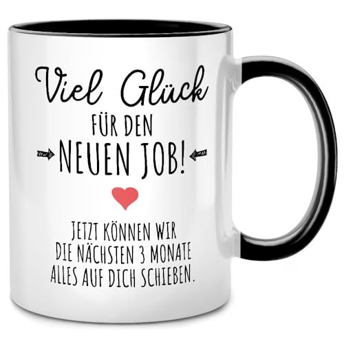 Seness Viel Glück für den neuen Job Tasse mit Spruch lustig, Abschiedsgeschenk Kollegen Jobwechsel, beste Kollegin Abschied Geschenk, Lieblingskollegin, witzige Kaffeetasse, Team Büro Arbeit Chef von Seness