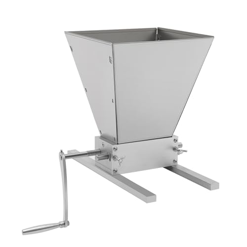 Getreidemühle Malzmühle Schrotmühle Handmühle Futtermühle Heimbrauer Flocker, Weizen Sesam Malz, Kurbelgriff Aluminiumbasis Regelventil Manuelle Edelstahl, 2 Verstellbare Walzen 3,6kg/min von Sengfwin
