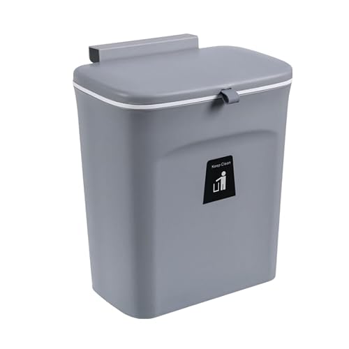 Mülleimer Hängend Deckel Tür Müll Abfall Eimer 9L Einhängen Küchen Schränken Ordnung unter spül Klein Abfalleimer Hängender biomülleimer Küche camping wohnmobil küchenabfalleimer Wandmontage (Grau) von Sengfwin