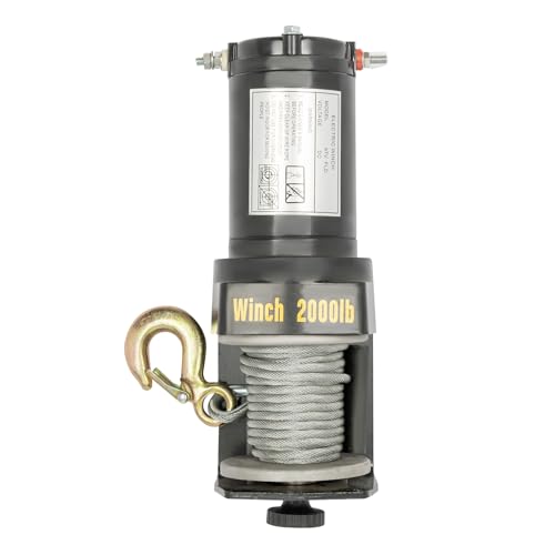 Seilwinde, Elektrisches Hebegerät mit Handgriff-Controller DC12V, 200KG Stahlseil-Hebe-/Zugvorrichtung, Motorwinde Seilzug, Hubhöhe Seilhebezug, Wasserdicht nach IP67 von Sengfwin