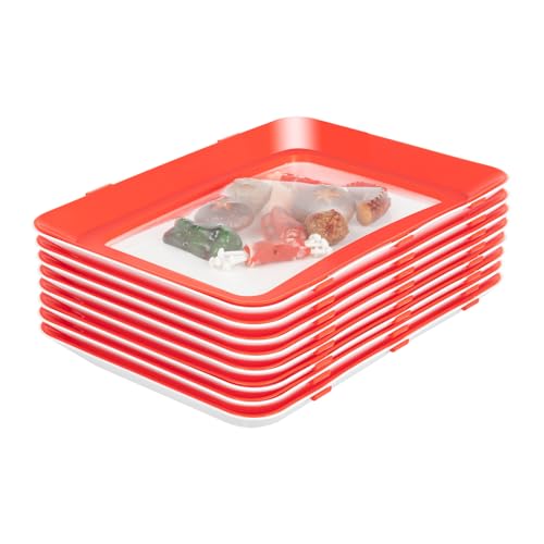 Sengfwin 30 x 22 x 3 cm 8 Set Aufschnittbox Vakuumversiegelung Stapelbar Lebensmittelkonservierung Tablett Konservierung Stapelbar Frischhaltedose Aufschnittdose wurst aufbewahrung kühlschrank von Sengfwin