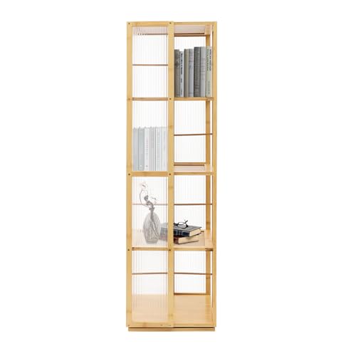Sengfwin Bücherregal Kinder Regal Küchenregal Drehbares Bücherregal Offener Bücherschrank Regal Bücher Lagerregal, 360° Drehregal Standregal, 4-stöckiges, 34.5 x 34.5 x 123 cm (Holzfarbe) von Sengfwin