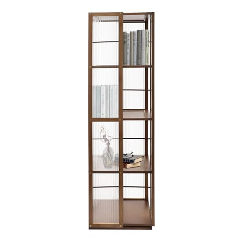 Sengfwin Bücherregal Kinder Regal Küchenregal Drehbares Bücherregal Offener Bücherschrank Regal Bücher Lagerregal, 360° Drehregal Standregal, 4-stöckiges, 34.5 x 34.5 x 123 cm (Tannbraun) von Sengfwin