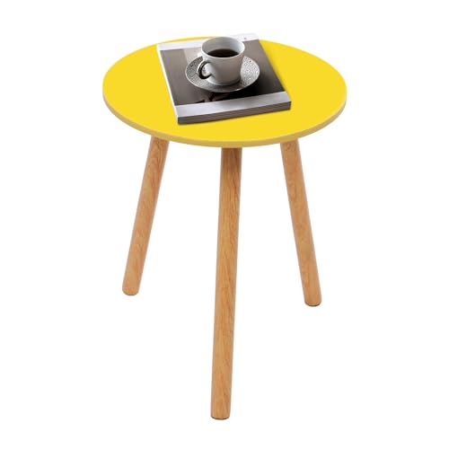 Sengfwin Couchtisch Rund Beistelltisch Rund Klein Nachttisch Kleiner Tisch Wohnzimmertisch Möbel Couchbar Tischplatten Kaffeetisch Satztisch, Platzsparende (D x H) 40 x 52 cm (Gelb) von Sengfwin
