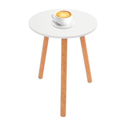 Sengfwin Couchtisch Rund Beistelltisch Rund Klein Nachttisch Kleiner Tisch Wohnzimmertisch Möbel Couchbar Tischplatten Kaffeetisch Satztisch, Platzsparende (D x H) 40 x 52 cm (Warmweiß) von Sengfwin