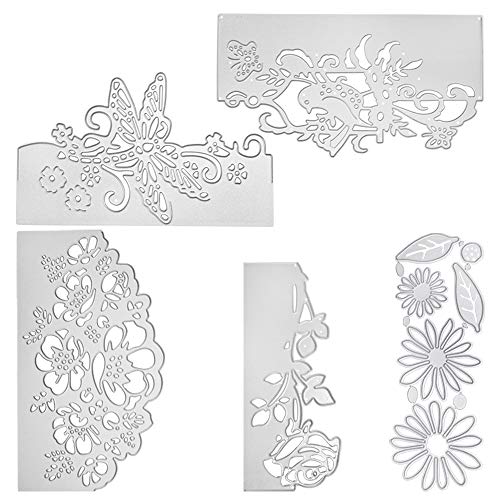 5 Stk Blumen Metall Stanzungen Prägestempel Vorlage, SENHAI Metallschablonenschablone Scrapbooking Schneidwerkzeuge für Scrapbooking Fotoalbum Papierkarten Geschenk machen von Senhai