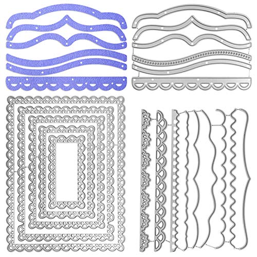 SENHAI Metall-Stanzformen mit rechteckigem Rahmen und dekorativem Papier, 3 Sets Prägeschablonen für Scrapbooking, Scrapbooking, Fotorahmen, Kartenalbum, Kuchenaufsatz von Senhai