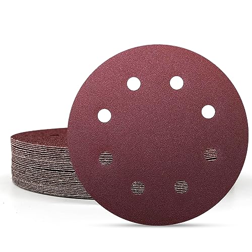 Senmai Tools 30 Stück Schleifscheiben 180mm klett 8 Löcher Körnung 36 Schleifpapier Durchmesser 180mm Rot für Trockenbauschleifer Exzenterschleifer Schleifgiraffe von SenmaiTools