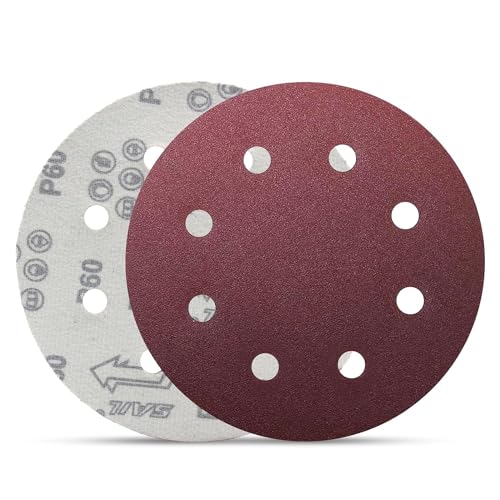 Senmai Tools 40 Stück Schleifscheiben 180mm klett 8 Löcher Körnung 40 60 80 120 Schleifpapier Durchmesser 180mm Rot für Trockenbauschleifer Exzenterschleifer Schleifgiraffe von SenmaiTools