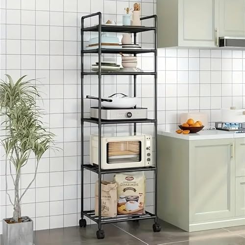 Senmeo 6-Tier Rolling Storage Shelf with Wheels - Adjustable Metal & Plastic Frame Organizer for Kitchen, Laundry Room, Bedroom - Easy Assembly Space-Saving Mobile Cart von Senmeo
