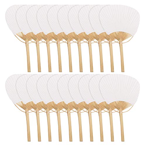 Senmubery 20pcs Pure White Bamboo Handle Blank Kalligraphie Malerei Blank Gruppe Fan Fan Weiß Fan Fan von Senmubery