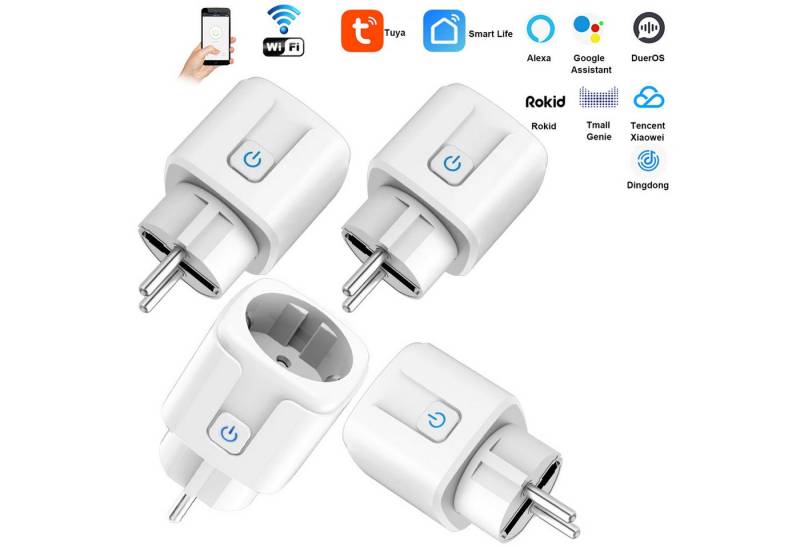 Senmudi Steckdose Steckdose 4er Pack 20A WLAN Smart Steckdose, Smart Stecker mit Strommessung, APP Fernsteuerung, Sprachsteuerung, Zeitschaltuhr, Kompatibel mit Alexa/Google Assistant/Smart Life von Senmudi