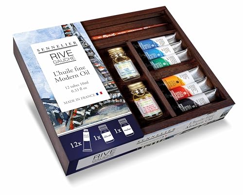 Rive Gauche Oil Wooden Box Set by Sennelier, Includes 12-10ml Tubes and Accessories (10-130330-00) von Sennelier