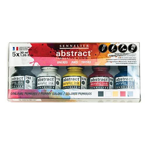 Sennelier Abstract Acrylic Ink Set, Includes 5-30ml Bottles of Ink, Primary Colors (10-134220-00) von Sennelier
