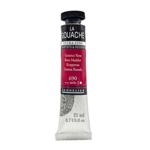 Sennelier Extra feine Gouache-Tube (21 ml-20,7 ml) Rose Madder – S2| ideal für Aquarell- und Mischtechnik-Papierblöcke, auch mit grundierter Leinwand, Illustrationstafeln von Sennelier