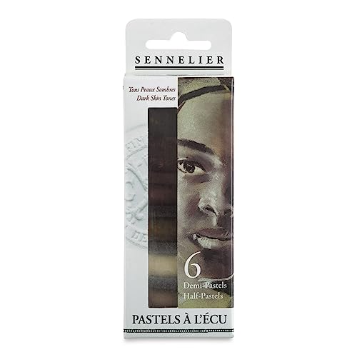Sennelier Extra weiches halbes Pastell-Set, 6 Stück, 6 Stück, Hochformat, dunkle Töne von Sennelier