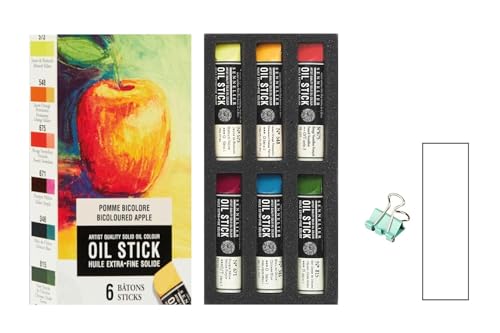 Sennelier Oil Sticks Mini-Set, Natur-Apfel, zweifarbig und Mini-Zange, 6 Stück von Sennelier