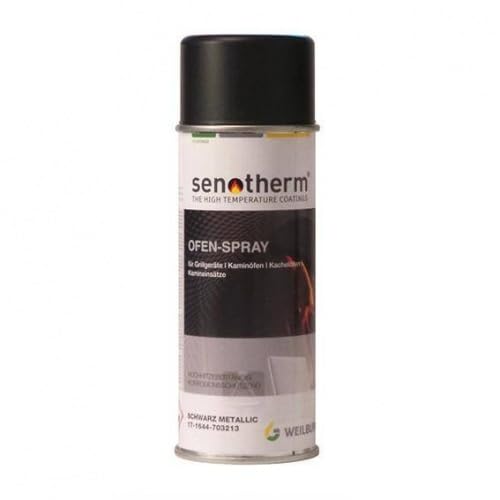 Weilburger Senotherm Ofenspray Ofenlack Rauchrohr hitzebeständig 400 ml Farbe Spray Fabe Schwarz Metallic von Senotherm