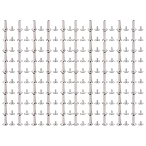100 Sets Screw Rivet M2 Round Flat Head Stainless Steel Leather Rivets Binding Screws for Crafts (3 * 9 * 6mm) von Senrusa