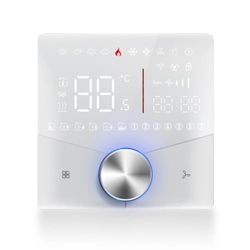 2 Pipe Air Conditioning Control Panel Touch Screen Digital Display Central HVAC Controller 5+2 6 Periods Programmable (White) von Senrusa