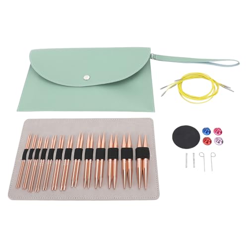 26pcs austauschbare kreisförmige Stricknadel -Set 3,0 bis 10,0 mm abnehmbarer kreisförmiger Stricknadelnadelgold mit Kabel und Gehäuse von Senrusa