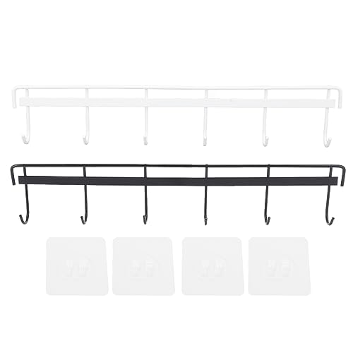 2pcs Wall Mounted Coat Rack Stainless Steel Wall Hanging Coat Hook Rail with 6 Hooks for Clothes Towel Hat (6 Hooks 1 Black 1 White) von Senrusa