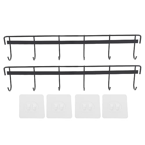 2pcs Wall Mounted Coat Rack Stainless Steel Wall Hanging Coat Hook Rail with 6 Hooks for Clothes Towel Hat (6 Hooks 2 Black) von Senrusa