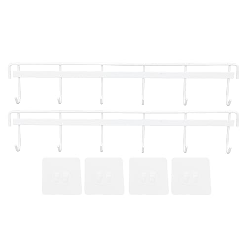 2pcs Wall Mounted Coat Rack Stainless Steel Wall Hanging Coat Hook Rail with 6 Hooks for Clothes Towel Hat (6 Hooks 2 White) von Senrusa