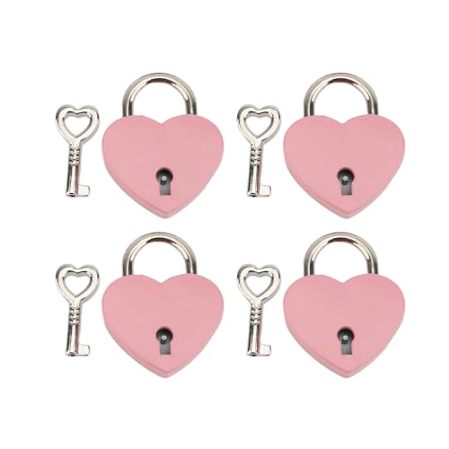 4 Set Heart Vorhängeschloss Zinklegierung 38x30mm Liebesschloss mit Schlüssel für Juwelierboxen Brieftaschen Handtaschen Handtaschen (Rose) von Senrusa