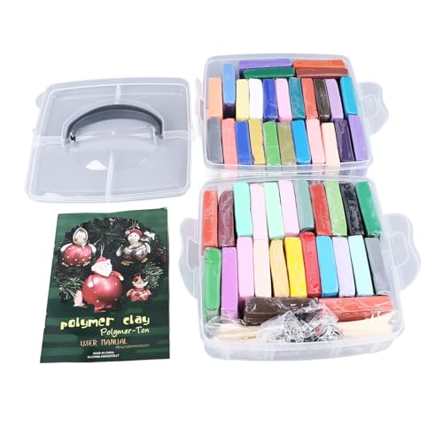 50 Colours Modelling Clay Set DIY Safe Light Easy Mouldable Polymer Clay Set for Children Over 3 Years Old von Senrusa